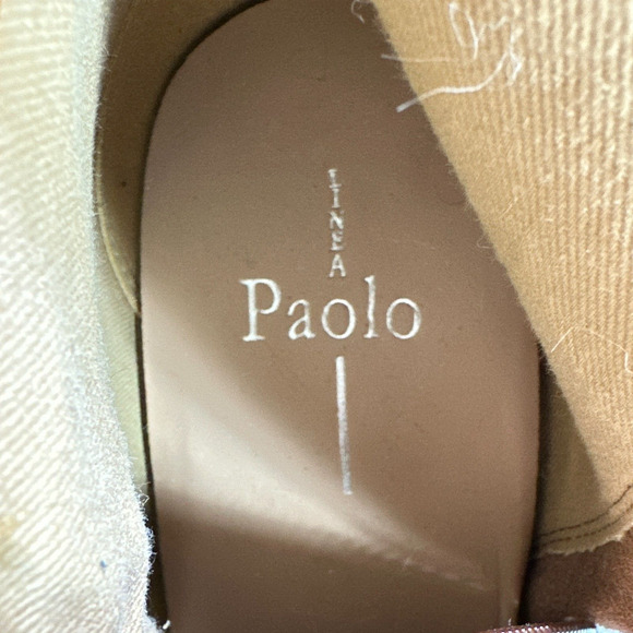Linea Paolo Ankle Boots Womens size 9.5 Tan Top Faux Fur Hidden Wedge Side Zip - Picture 2 of 6